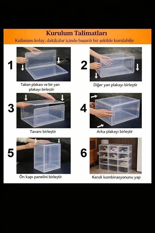 6'lı Demonte İstiflenebilir Oyuncak Düzenleyici Kapaklı Organizer, Raf Çocuk Odası Düzenleyici